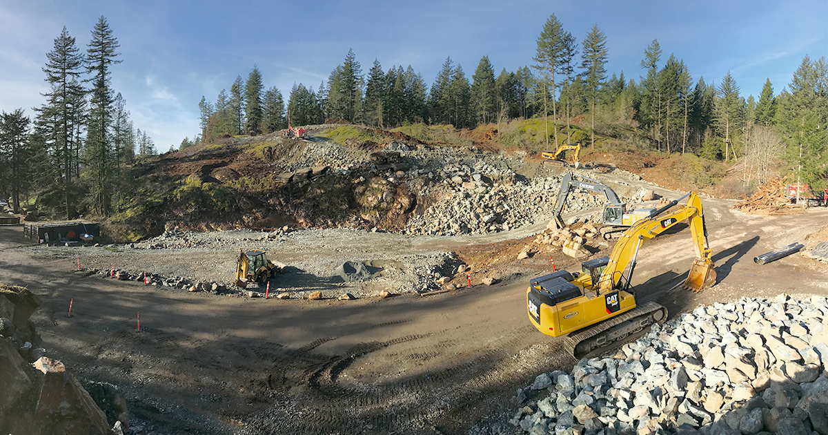 Construction on the Highway 14 project near Sooke, B.C.