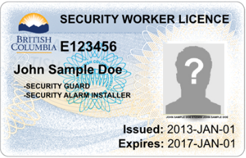 Front of security worker licence shows the name, licence type, photo, issue date and expiry date