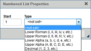 select a numbered list type