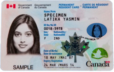 Sample Canadian Permanent Resident Card