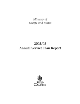 Annual Service Plan Report 2002-2003