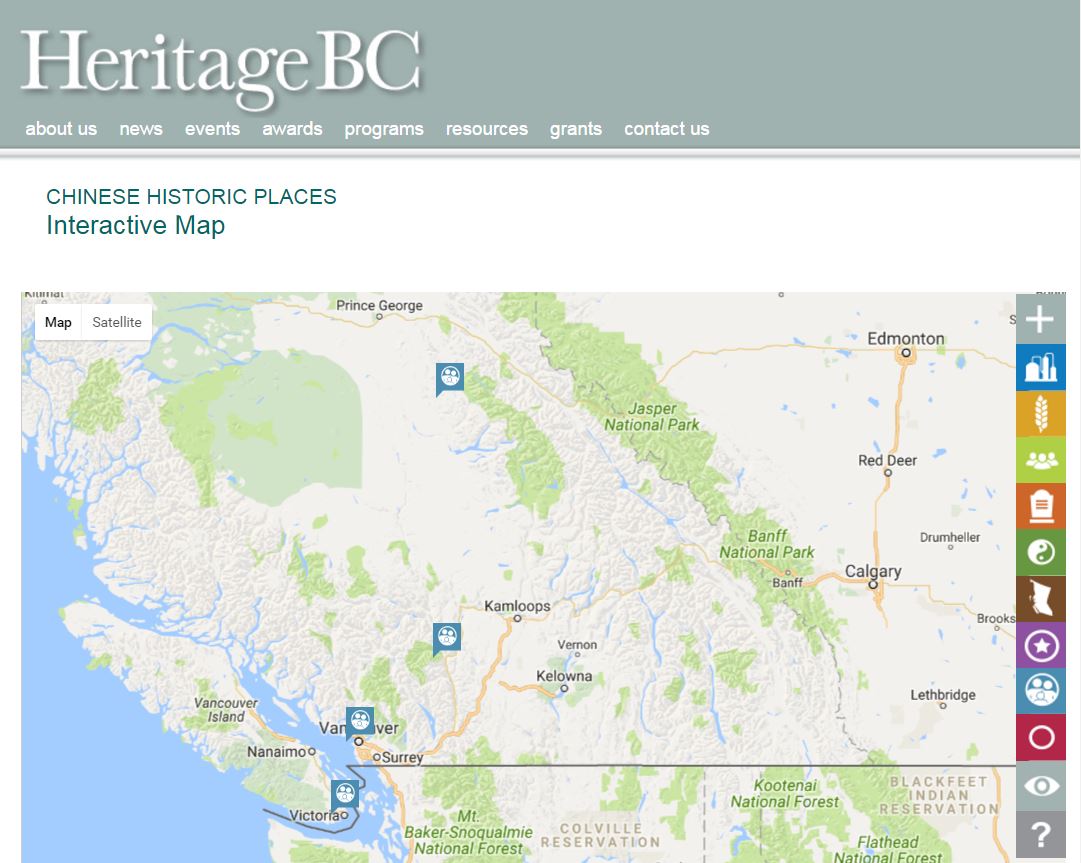 British Columbia's historic clan association buildings map