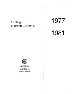 Geology in British Columbia 1976-1981