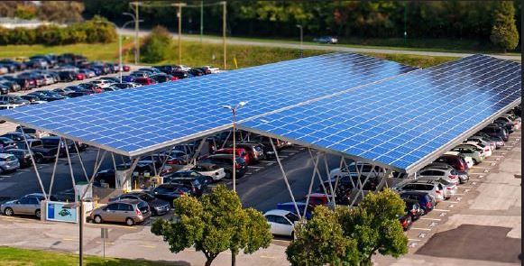 vehicles charging with solar generated electricity