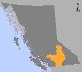 Map of B.C. showing Thompson / Okanagan region