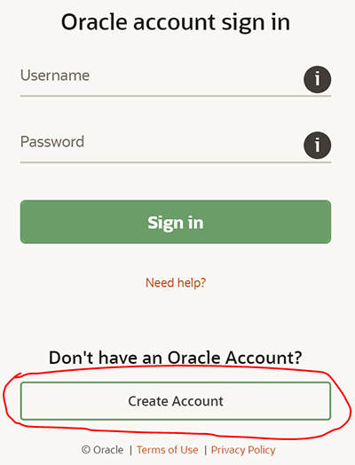 Sign in to Oracle