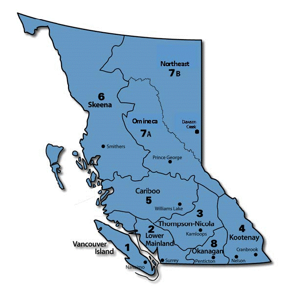 British Columbia Regional Freshwater Fishing Map