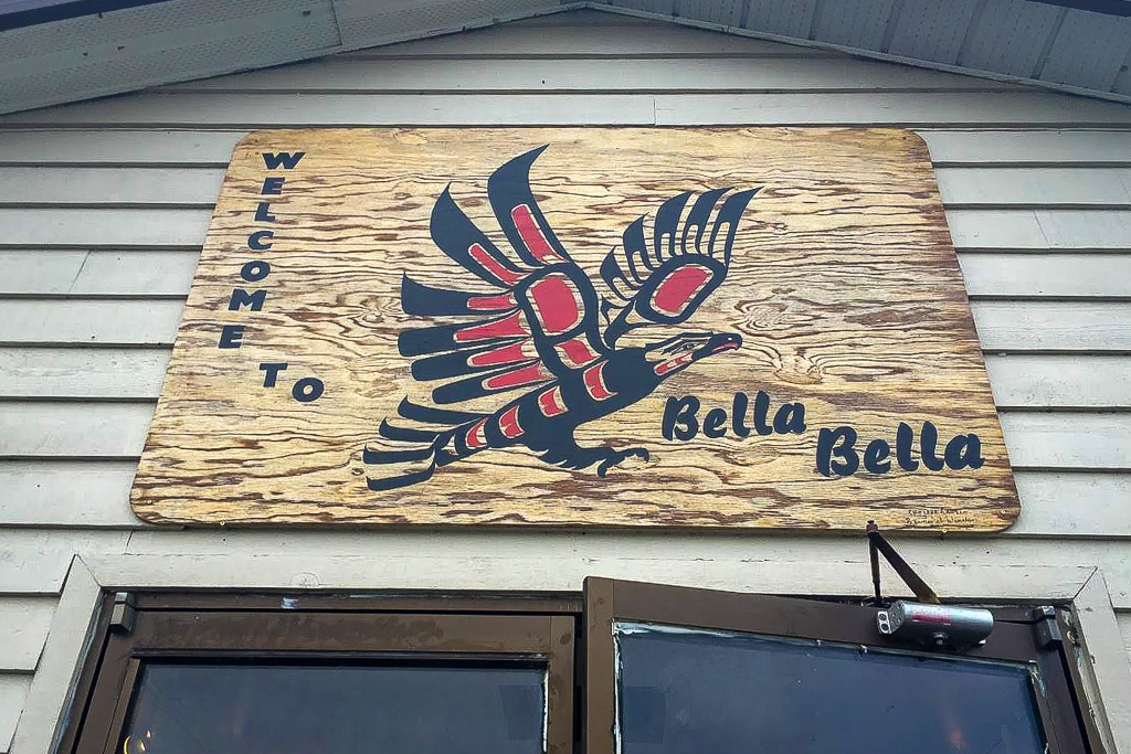 Welcome to Bella Bella sign at the airport
