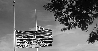Flag of British Columbia at half mast