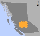 Map of B.C. showing Cariboo natural resource region
