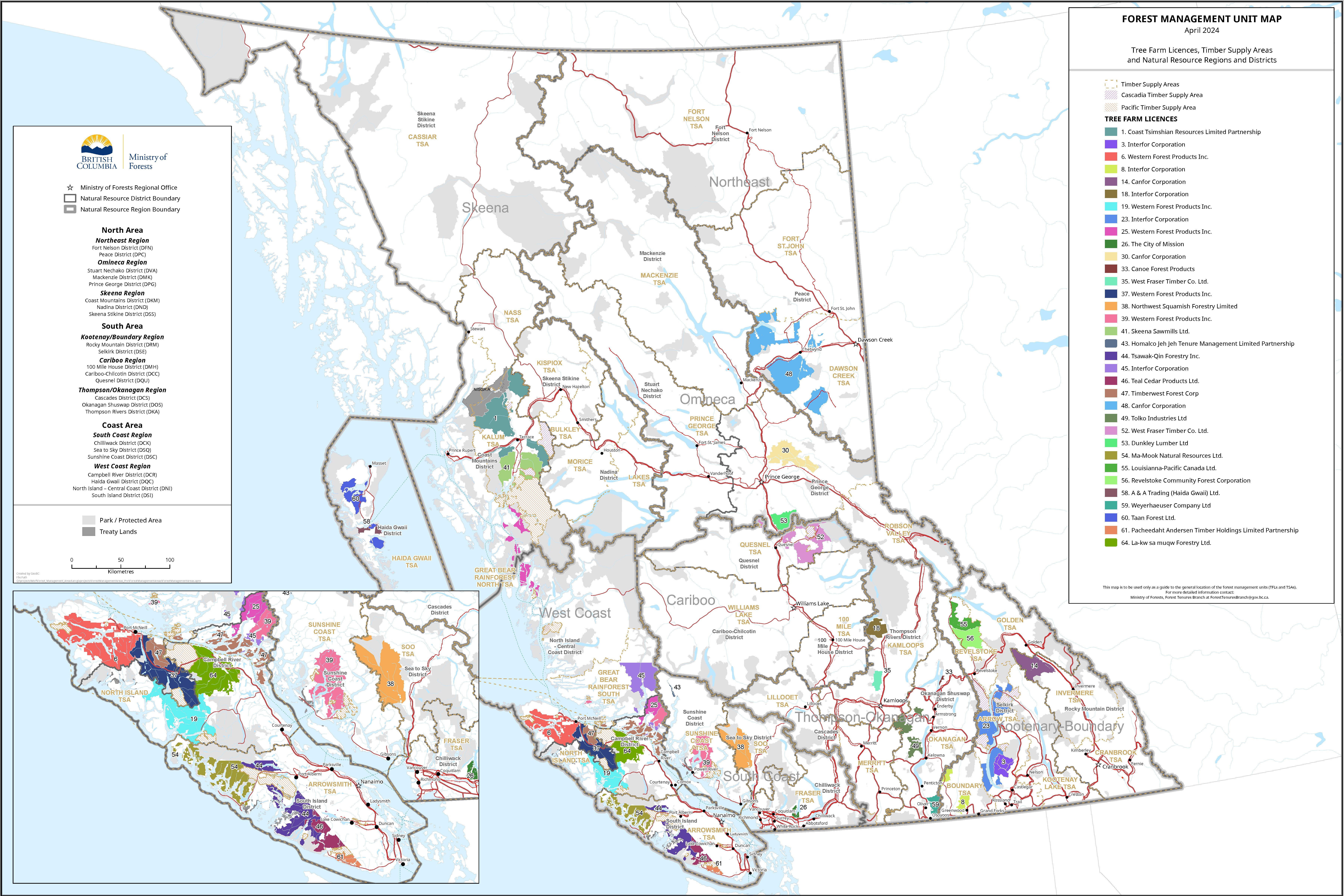 Map of forest management units