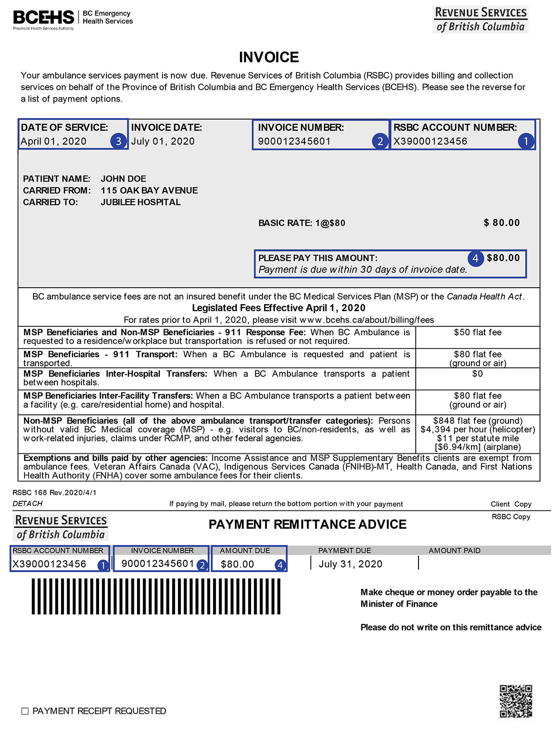 Understanding your ambulance invoice Province of British Columbia