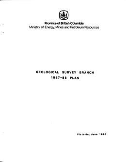 Geological Survey Branch, 1986-87 Plan