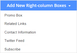 Drop-down list for the Add New Right-column action button