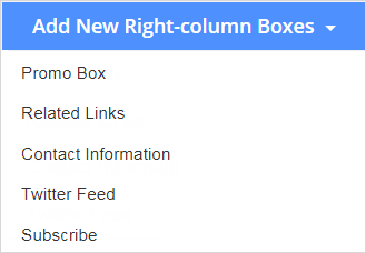Drop-down list for the Add New Right-column action button Drop-down list for the Add New Right-column action button