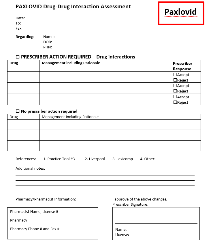Optional prescriber communication form