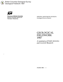 Geological Fieldwork 1987