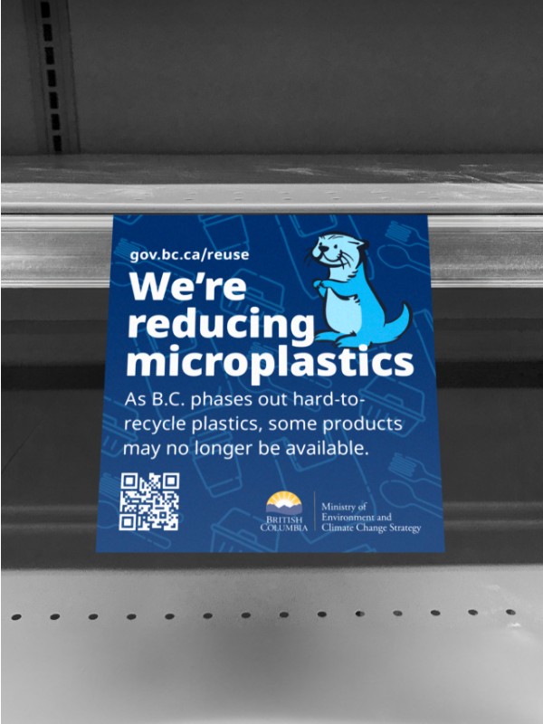 Reducing microplastics shelf talker