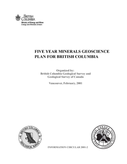Five Year Minerals Geoscience Plan for British Columbia