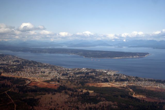 Aerial view of the town of Campbell River