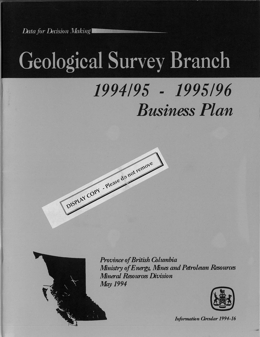 Geological Survey Branch - 1994/95 to 1995/96 Business Plan