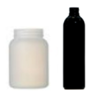 2 plastic bottles (one white, one black), 250 ml