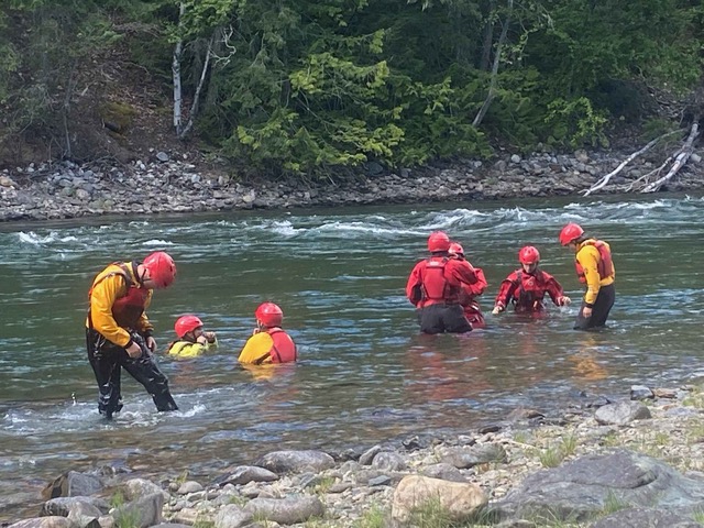 Crews take part in a swiftwater training exercise