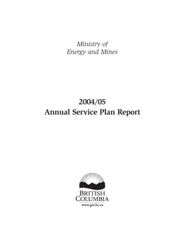 Annual Service Plan Report 2004-2005