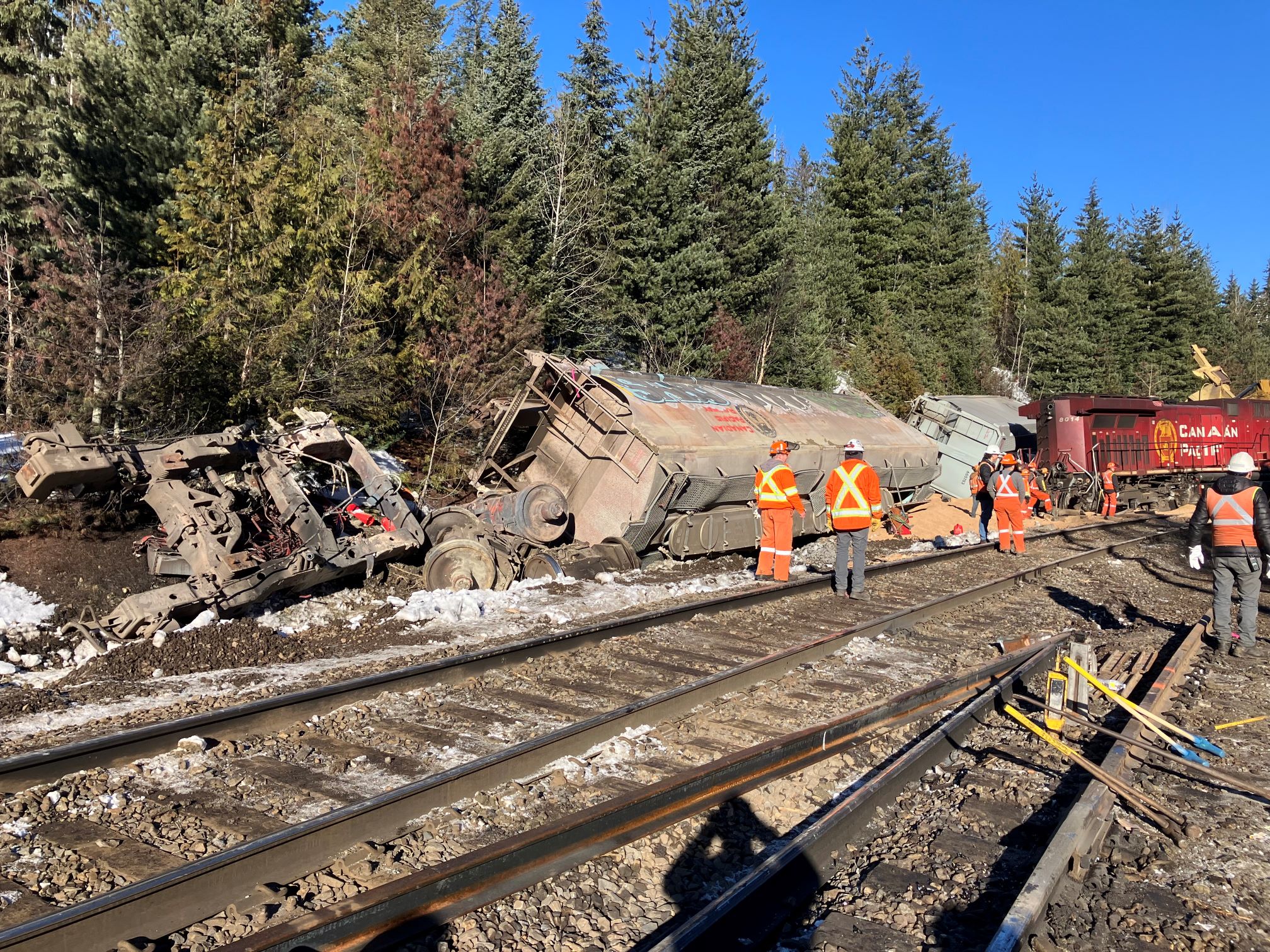 A train derailment outside of Revelstoke, BC
