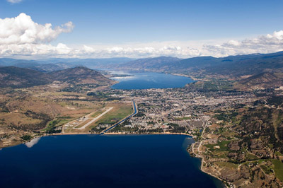 Aerial view of the city of Penticton