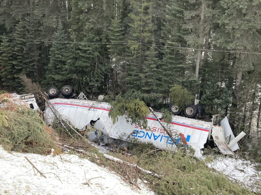 Image of the semi-truck and trailer and incident site