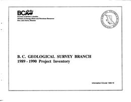 B.C. Geological Survey Branch, 1989 - 1990 Project Inventory