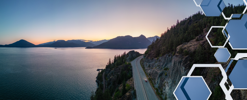 image of coastal BC, showing a highway overlooking the ocean