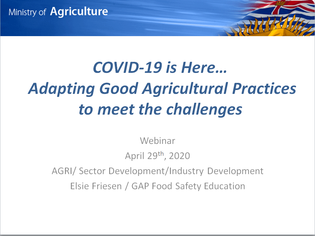 Rethinking Good Agricultural Practices in the time of COVID-19