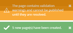confirmation message displaying number of pages