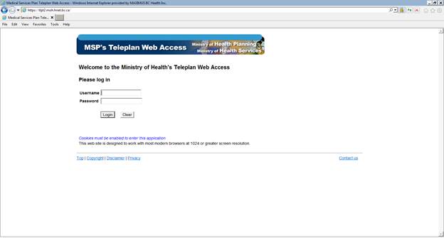 MSP's Teleplan Web Access