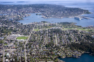 Aerial view of downtown Victoria B.C.