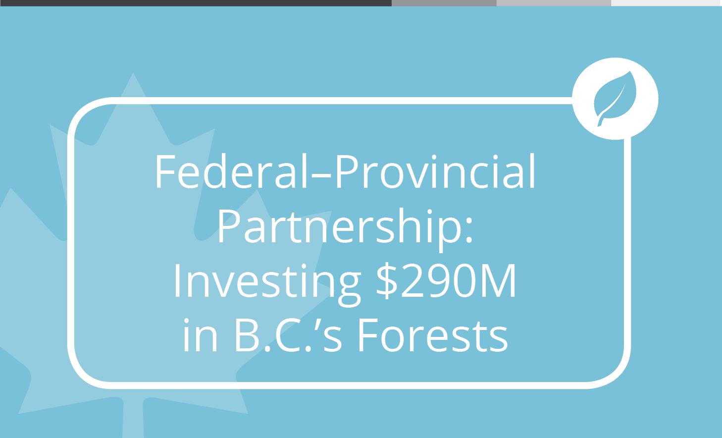 Canada and British Columbia are investing $290 million in the Forest Carbon Initiative