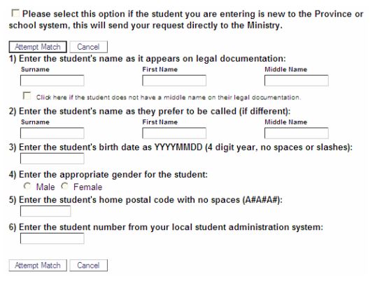 Interface for requesting PENS online for new students