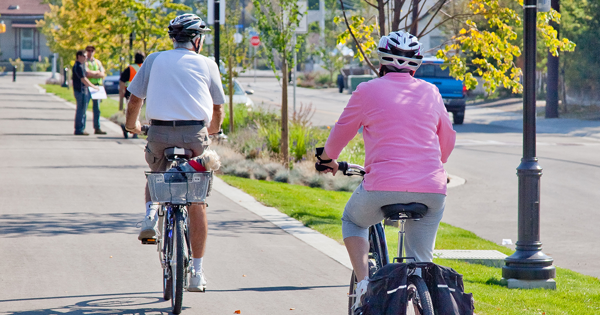 Cyclists on an active transportation path