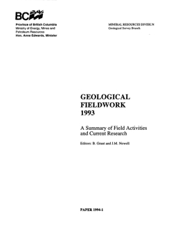 Geological Fieldwork 1993