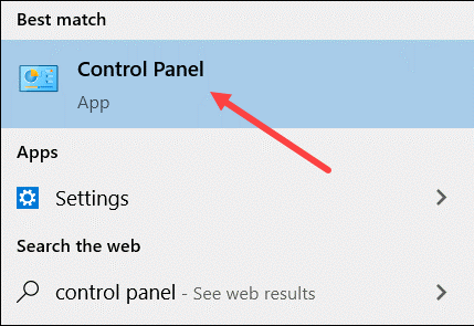 Select the Control Panel Application