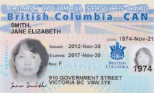 Sample of the BC Services Card