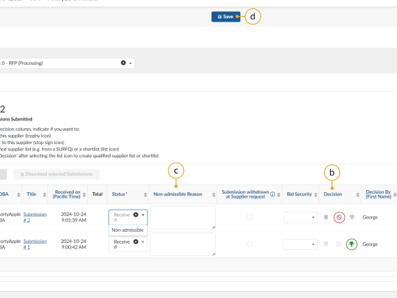 BC Bid BPS Analyze and Award Tab