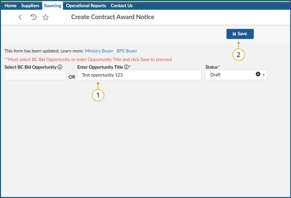 Contract Award notice Not posted Step 8