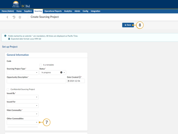 BC Bid BPS Guide Create a Sourcing Project