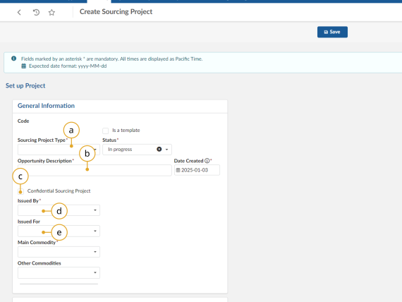 BC Bid Create Sourcing Projecg