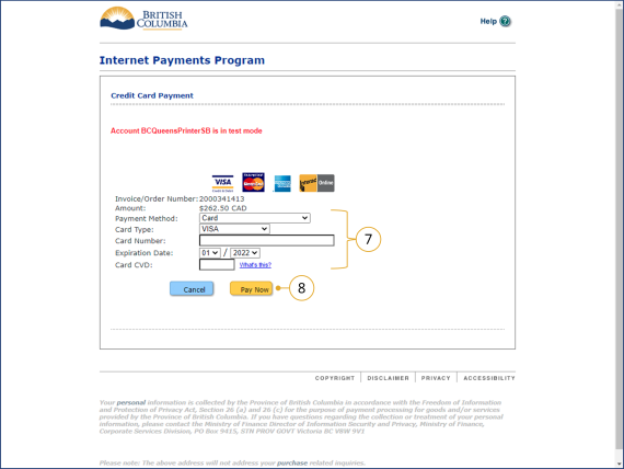 enter credit card information