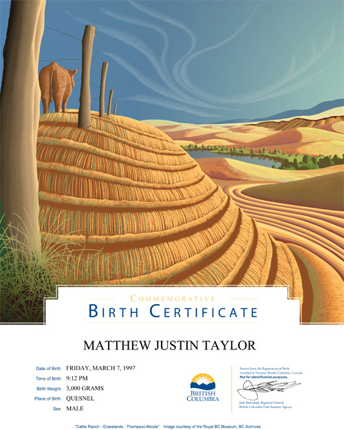 Commemorative Birth Certificates Province of British Columbia