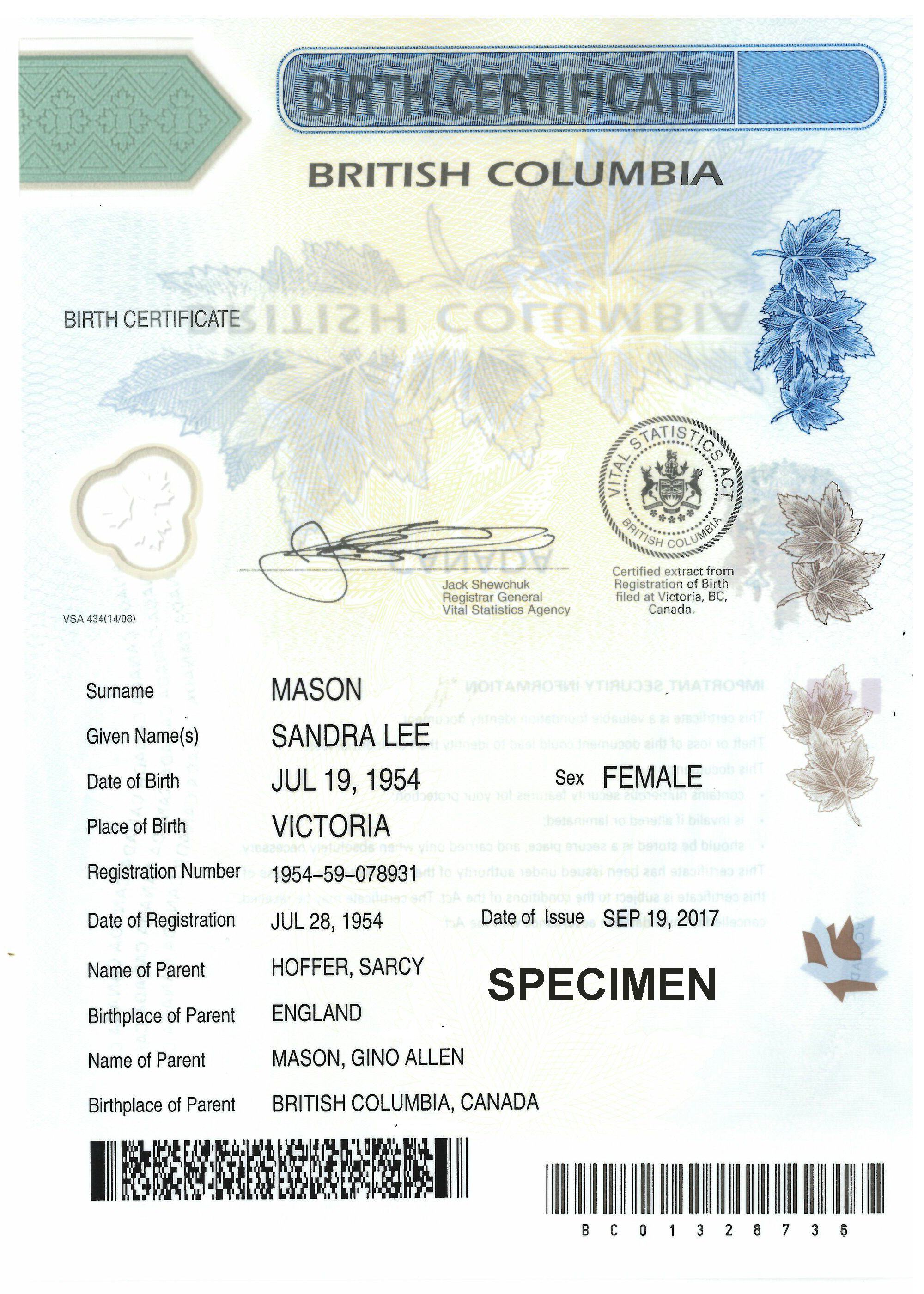 Online Birth Registration Province Of British Columbia